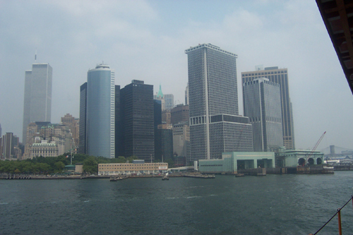 Image of the WTC from the Staten Island Ferry, not long after the ferry departed the terminus.
